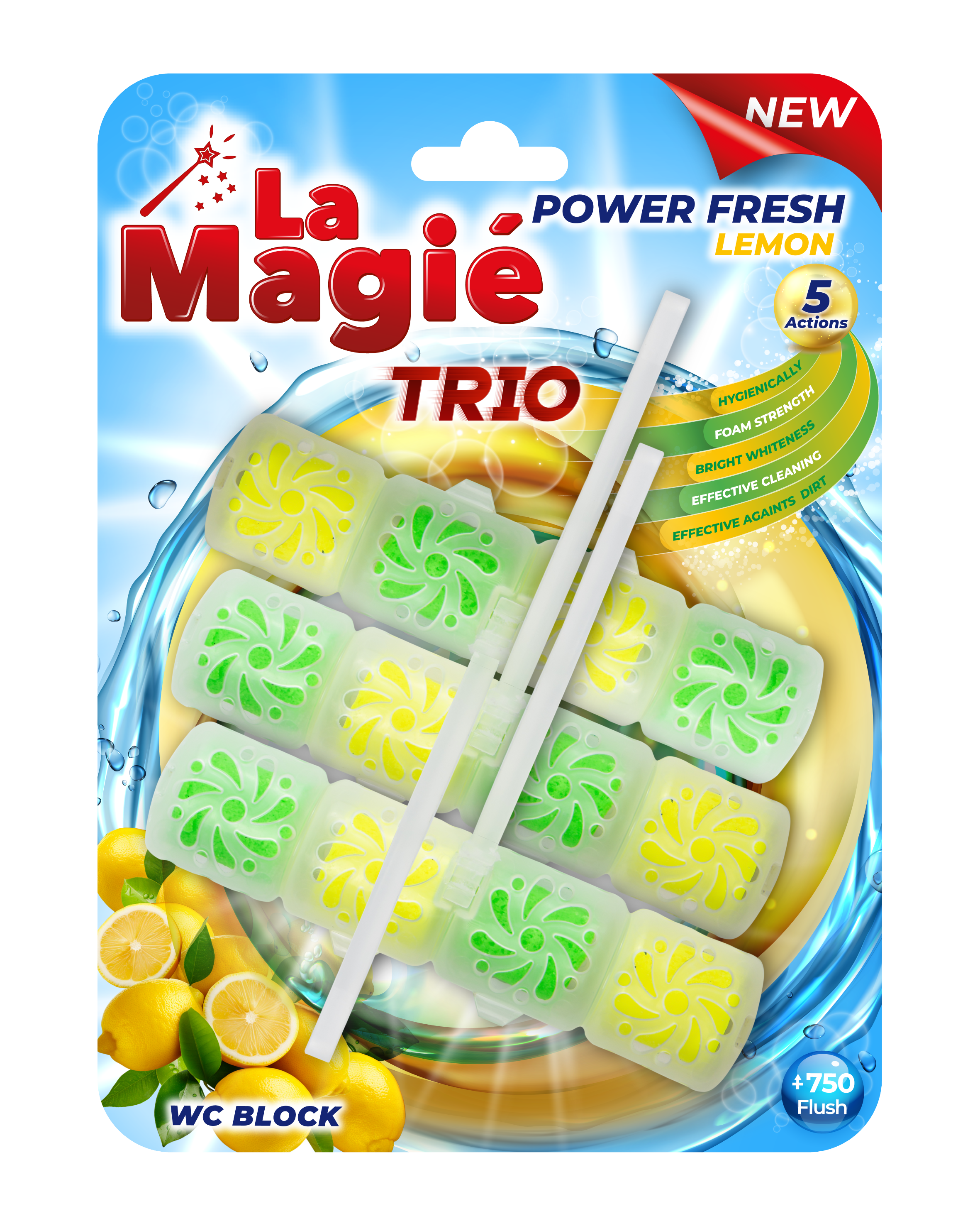 LA MAGIÉ POWER FRESH WC BLOCK TRIO 3X40 G LEMON